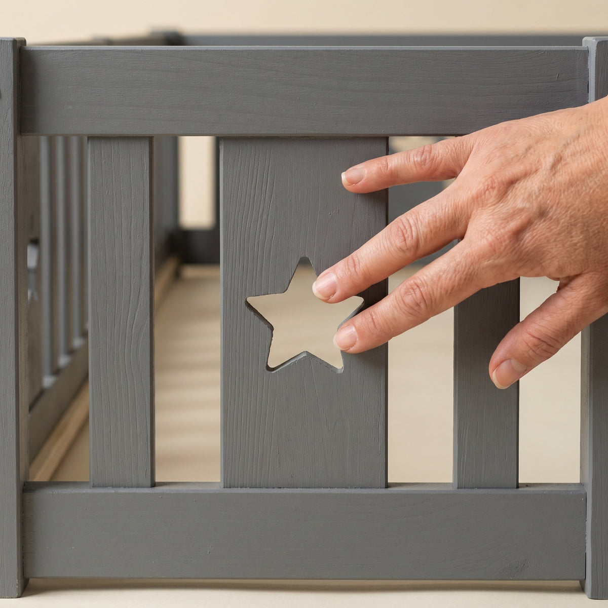 Montessori dubbel vloerbed met sterrenreling Montessori & Speelgoed