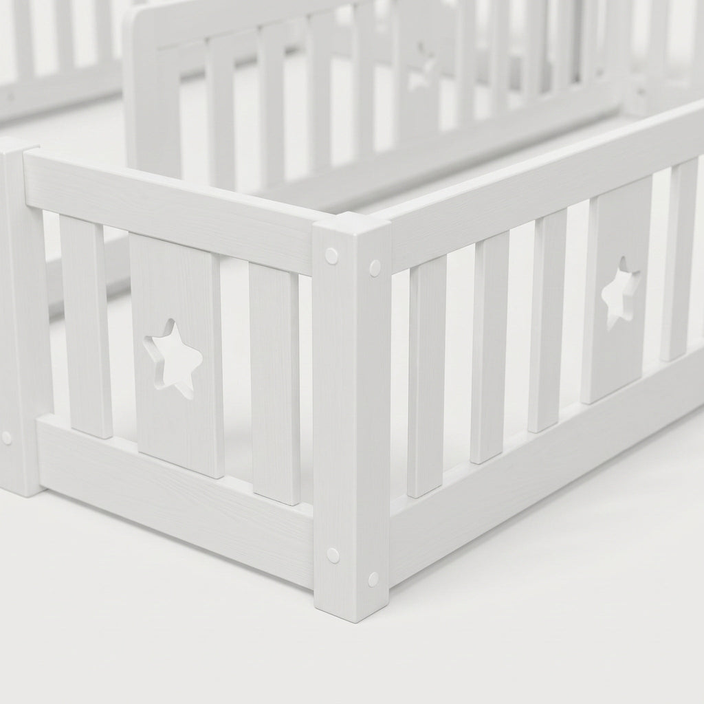 Montessori dubbel vloerbed met sterrenreling Montessori & Speelgoed