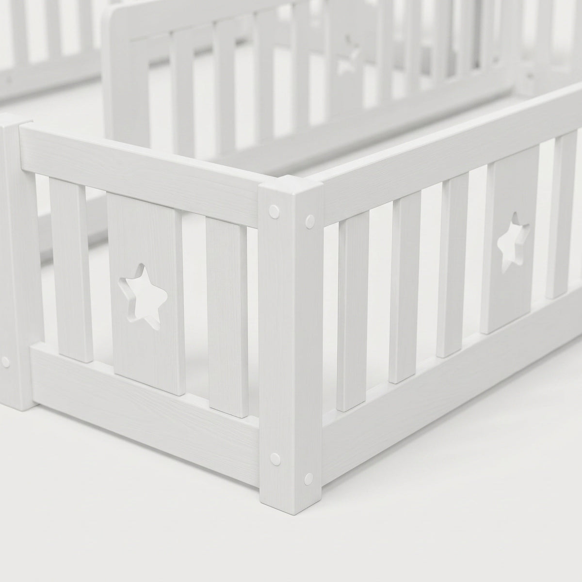 Montessori dubbel vloerbed met sterrenreling Montessori & Speelgoed