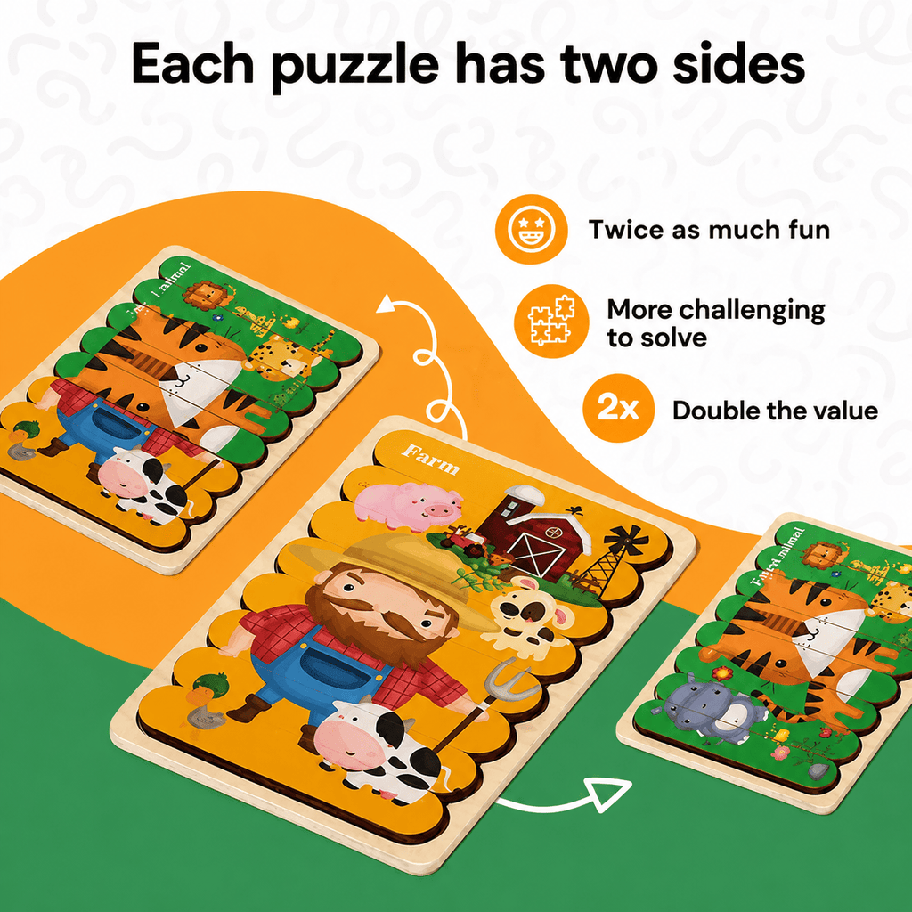 Montessori dubbelzijdige puzzels Montessori & Speelgoed