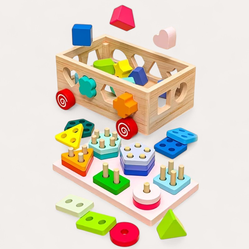 Montessori geometrisch vormen-stapelspeelgoed Montessori & Speelgoed