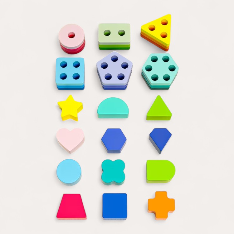 Montessori geometrisch vormen-stapelspeelgoed Montessori & Speelgoed