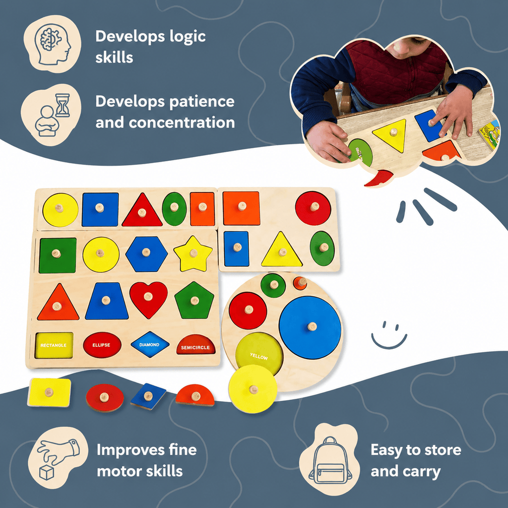 Montessori geometrische vormen- en kleurenpuzzel Montessori & Speelgoed