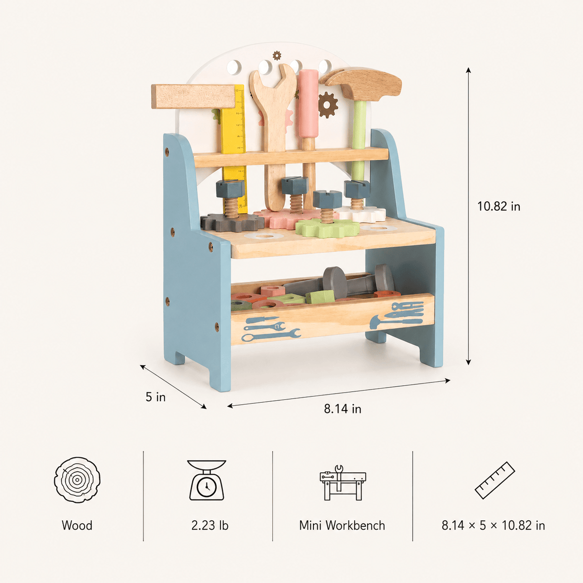Montessori houten gereedschapsbankset voor kinderen Montessori & Speelgoed