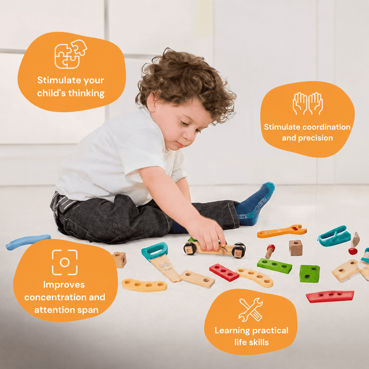 Montessori houten gereedschapskist Montessori & Speelgoed