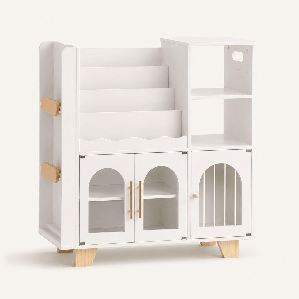 Montessori houten kinderboekenkast met speelgoedopberging Montessori & Speelgoed