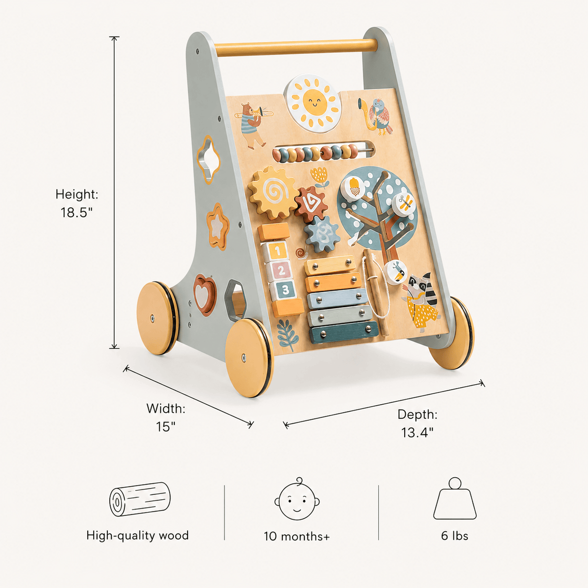 Montessori houten loopwagen duwspeelgoed voor baby Montessori & Speelgoed