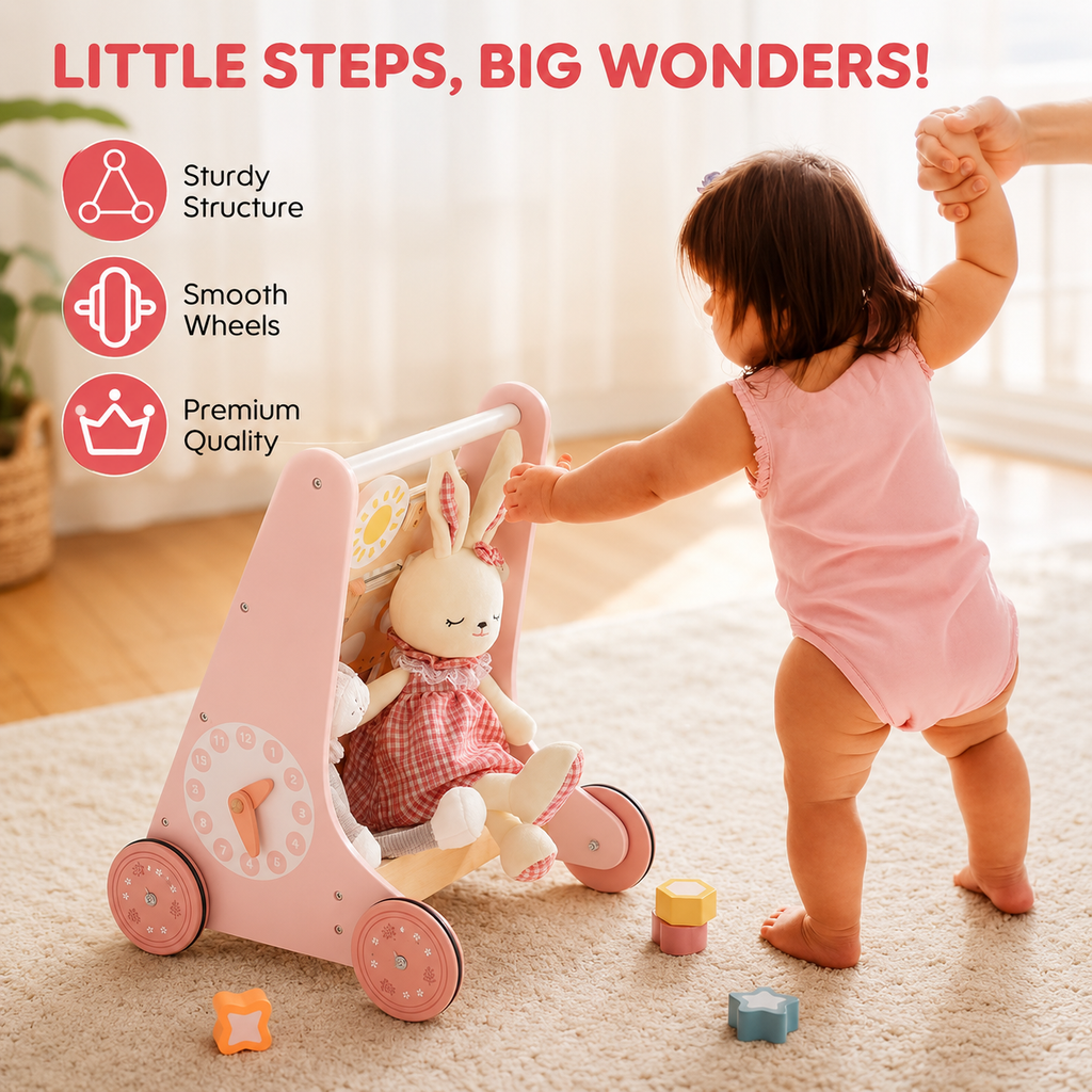 Montessori houten loopwagen duwspeelgoed voor baby Montessori & Speelgoed