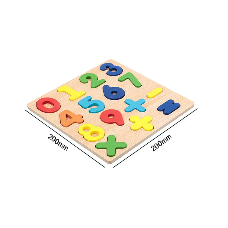 Montessori houten puzzel - letters, cijfers en vormen Montessori & Speelgoed