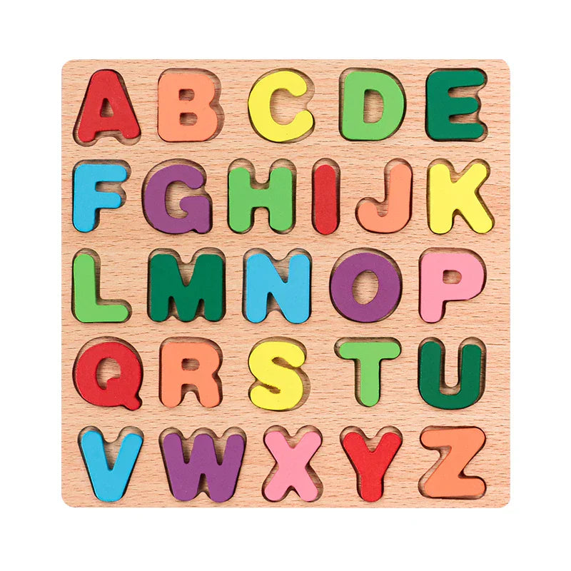 Montessori houten puzzel - letters, cijfers en vormen Montessori & Speelgoed