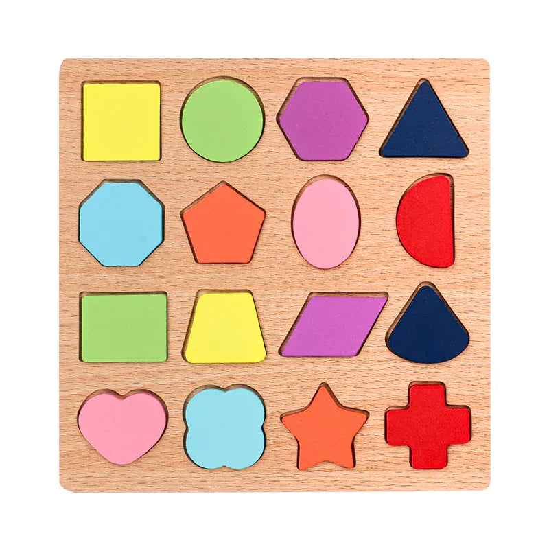 Montessori houten puzzel - letters, cijfers en vormen Montessori & Speelgoed