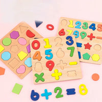 Montessori houten puzzel - letters, cijfers en vormen Montessori & Speelgoed