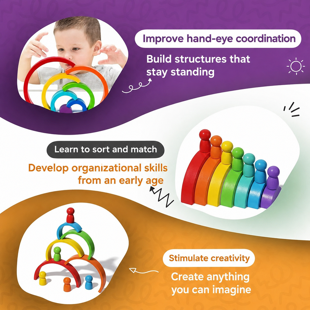 Montessori regenboog met figuurtjes Montessori & Speelgoed