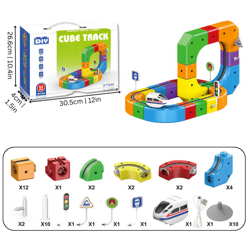 Montessori STEM-treinbaan met blokken Montessori & Speelgoed