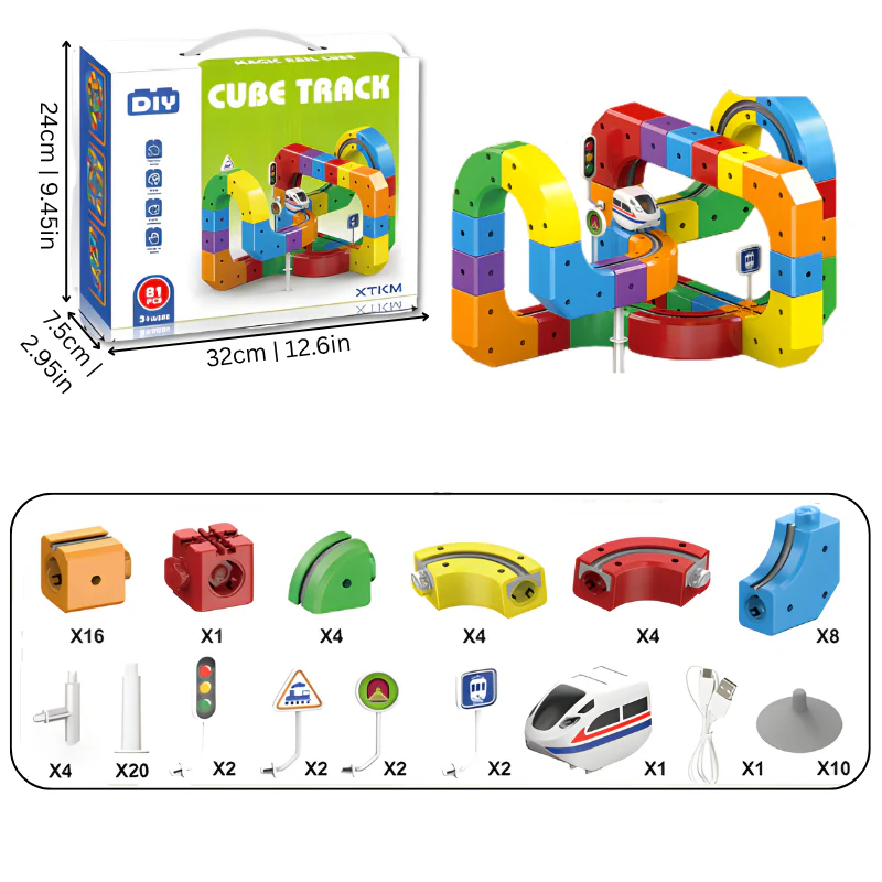 Montessori STEM-treinbaan met blokken Montessori & Speelgoed