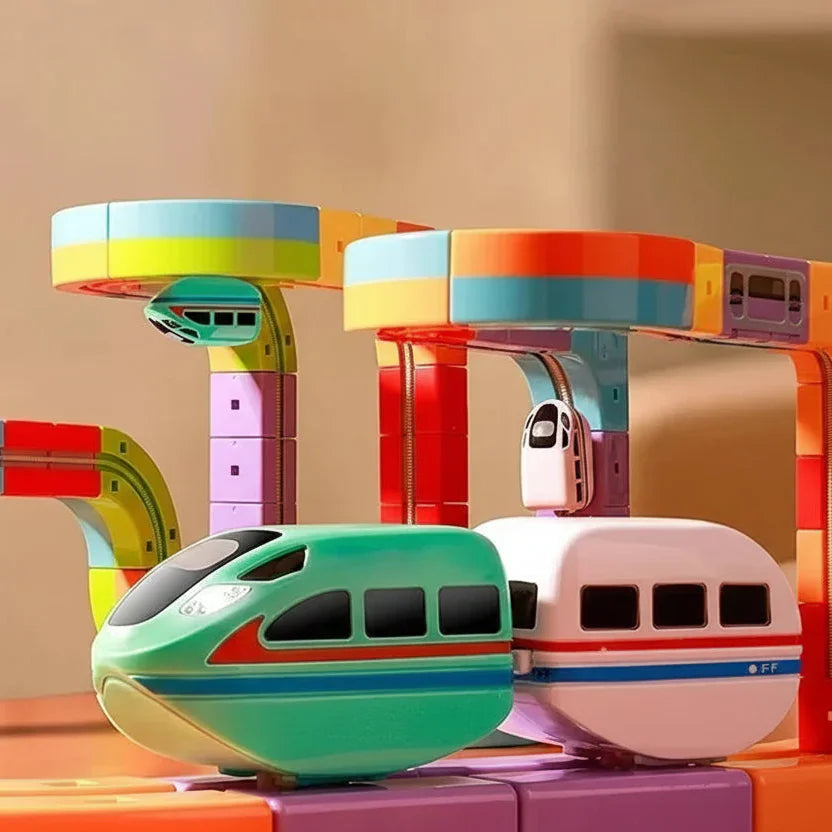 Montessori STEM-treinbaan met blokken Montessori & Speelgoed