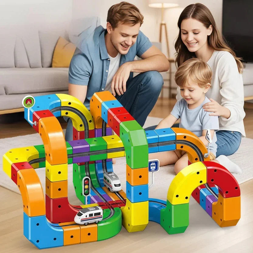 Montessori STEM-treinbaan met blokken Montessori & Speelgoed