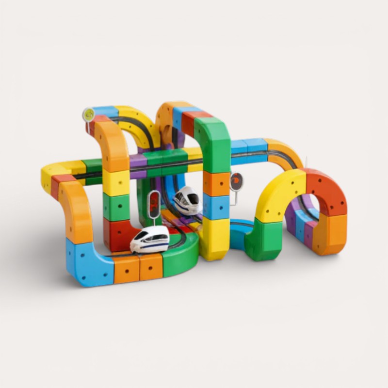 Montessori STEM-treinbaan met blokken Montessori & Speelgoed