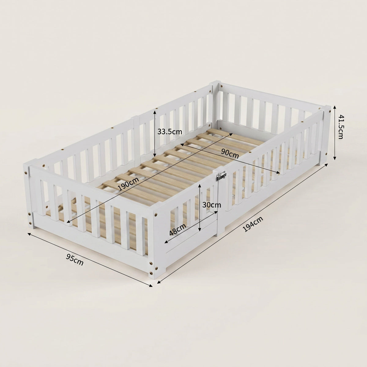Montessori wit massief houten vloerbed Montessori & Speelgoed