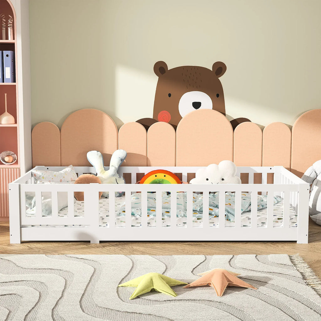 Montessori wit massief houten vloerbed Montessori & Speelgoed