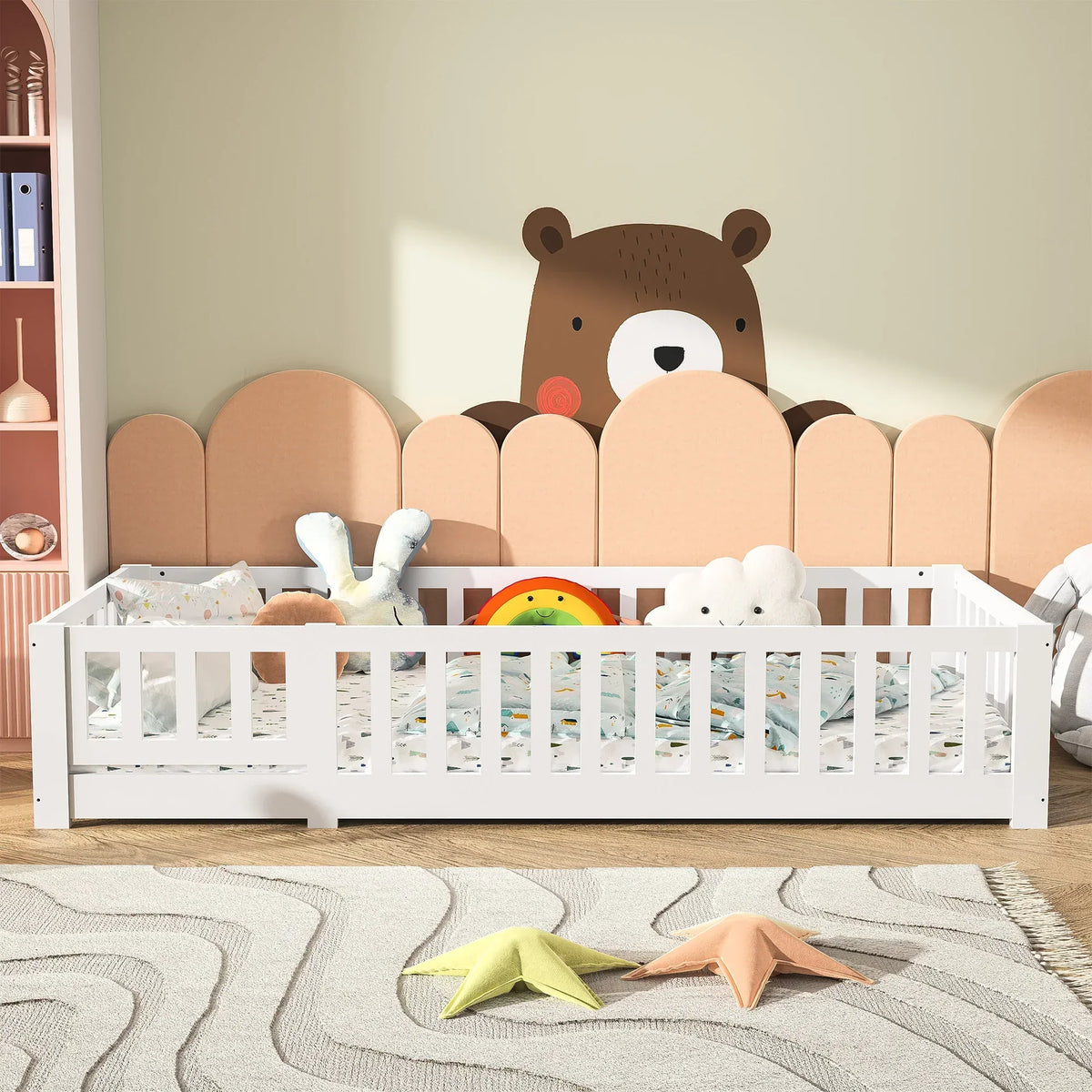 Montessori wit massief houten vloerbed Montessori & Speelgoed