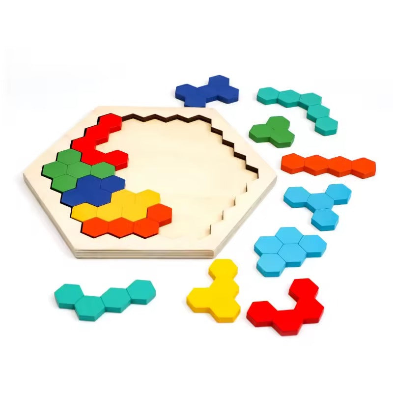 Montessori zeshoekige puzzel Montessori & Speelgoed