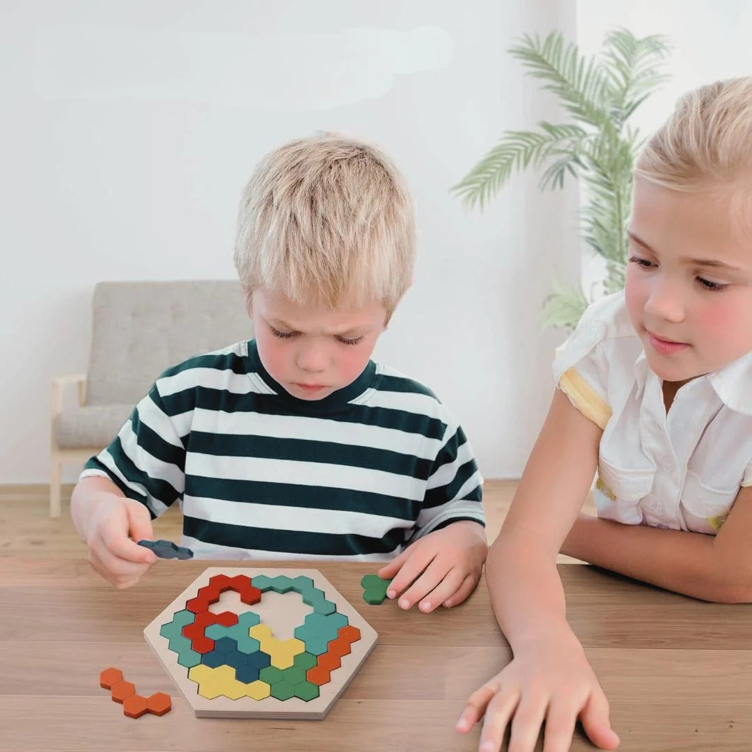 Montessori zeshoekige puzzel Montessori & Speelgoed