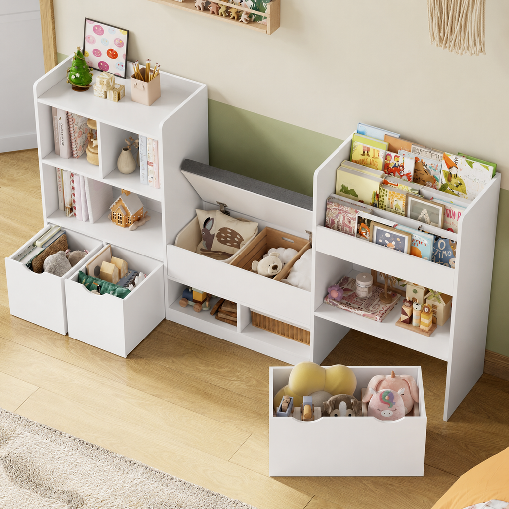 Speelgoedopberger boekenkastbank voor kinderen 3 lades Montessori & Speelgoed