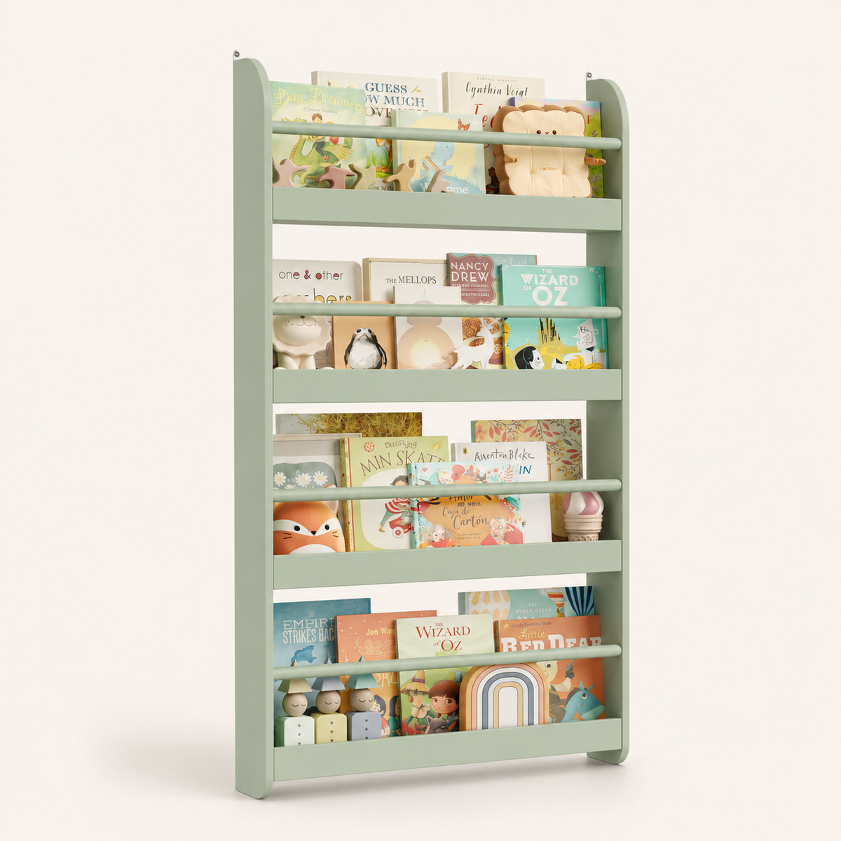 Wandgemonteerde kinderboekenkast 4 laags Montessori & Speelgoed